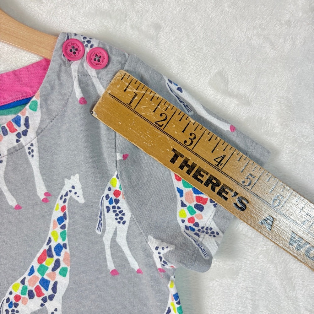 Mini Boden Giraffe Dress Kids 6-7Y Gray Good Short Sleeve Cotton Pockets - Picture 5 of 11